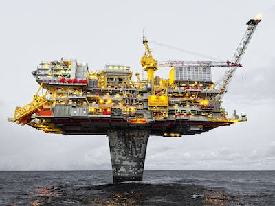 An offshore oil platform 